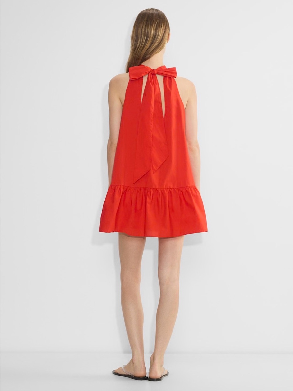 Aritzia Sunday Best Women’s Fawn Poplin Halter Mini Dress Poppy Red Sz XS - Picture 4 of 5
